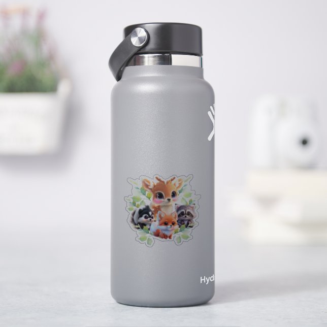 Niedliche Waldfreunde Fuchs-Raccoon-Reh Aufkleber (HydroFlask)