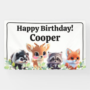 Niedliche Waldfreunde Fuchs-Raccoon-Reh Banner