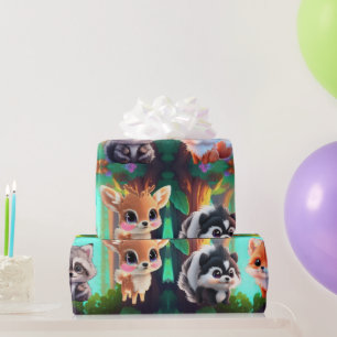 Niedliche Waldfreunde Fuchs-Raccoon-Reh Geschenkpapier