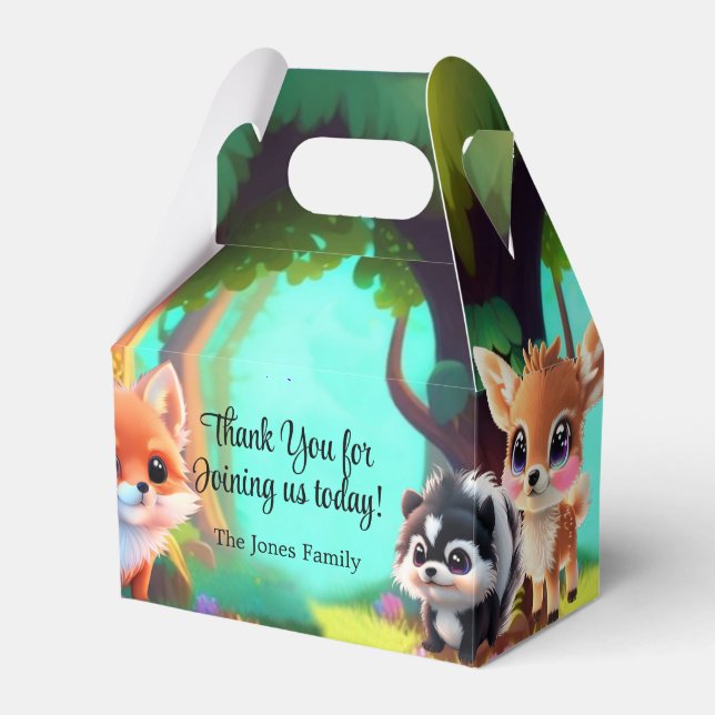 Niedliche Waldfreunde Fuchs-Raccoon-Reh Geschenkschachtel (Vorderseite)