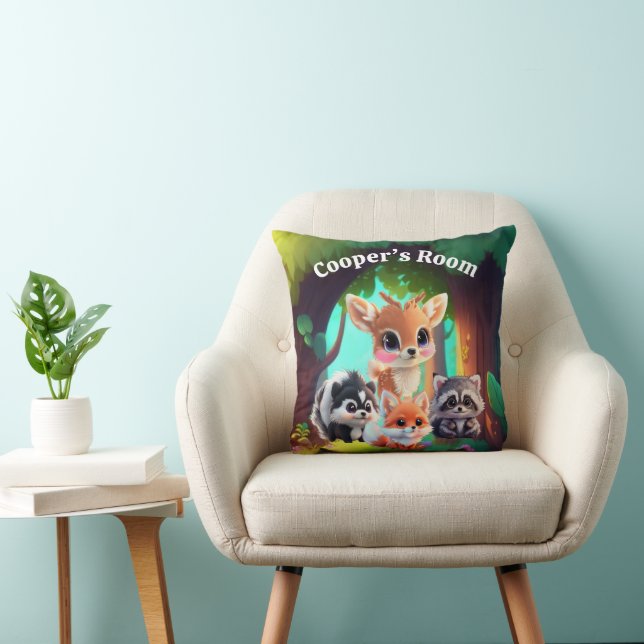 Niedliche Waldfreunde Fuchs-Raccoon-Reh Kissen (Stuhl )