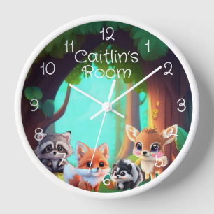 Niedliche Waldfreunde Fuchs-Raccoon-Reh Uhr