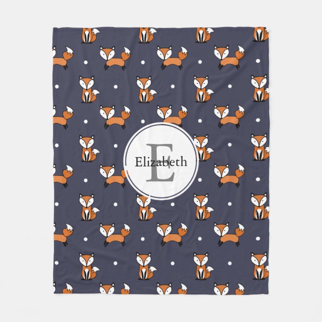 Niedliche Waldfüchse Polka Dosen Personalisiert Fleecedecke (Vorderseite)