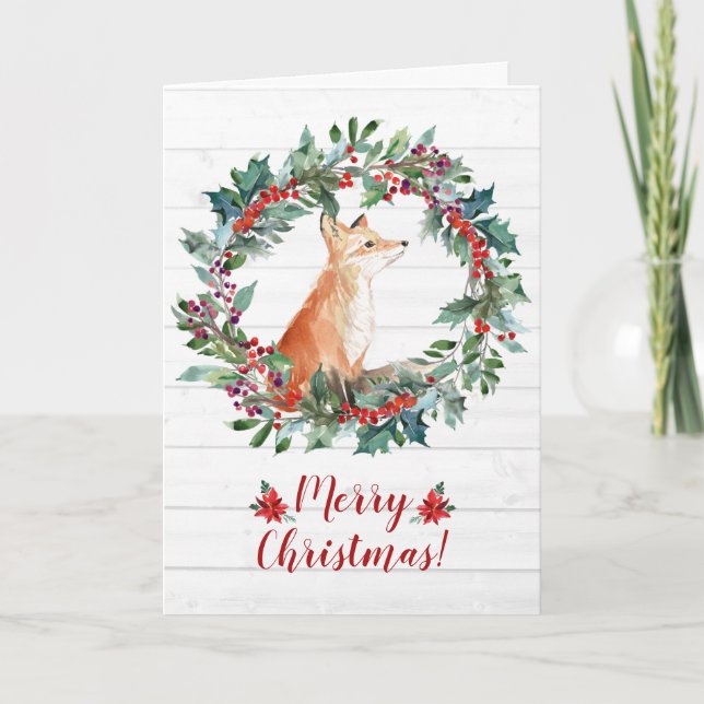 Niedliche Waldfüßer Weihnachten Karte (Vorderseite)