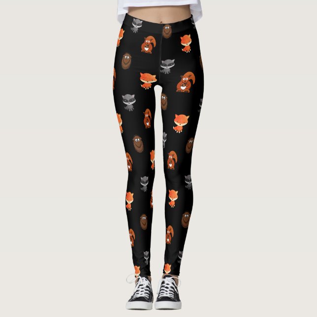 Niedliche Waldkreaturen als Leggings der Frauen (Vorderseite)