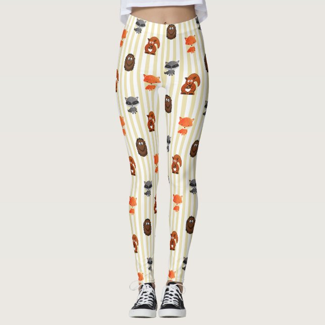 Niedliche Waldkreaturen als Leggings der Frauen (Vorderseite)