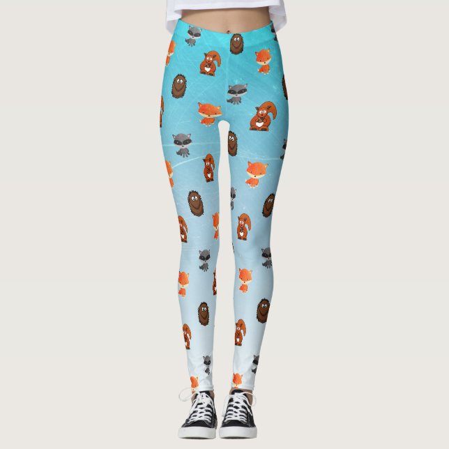 Niedliche Waldkreaturen als Leggings der Frauen (Vorderseite)