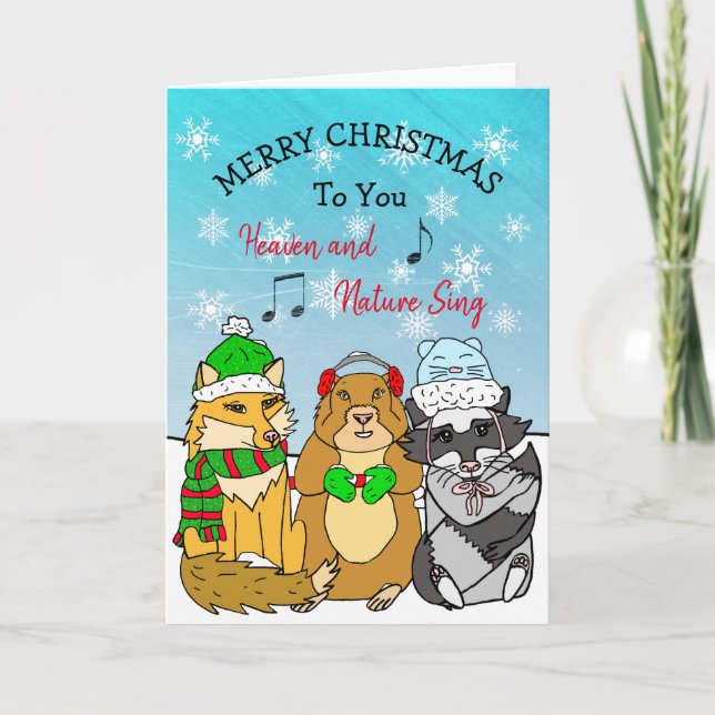 Niedliche Waldkreaturen Weihnachten Karte (Vorderseite)