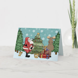 Niedliche Waldlandsohle und Weihnachtskarte Feiertagskarte
