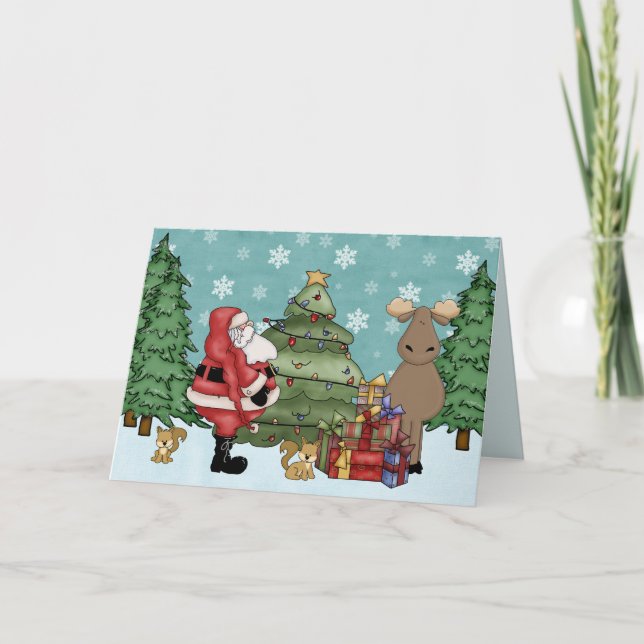 Niedliche Waldlandsohle und Weihnachtskarte Feiertagskarte (Vorderseite)
