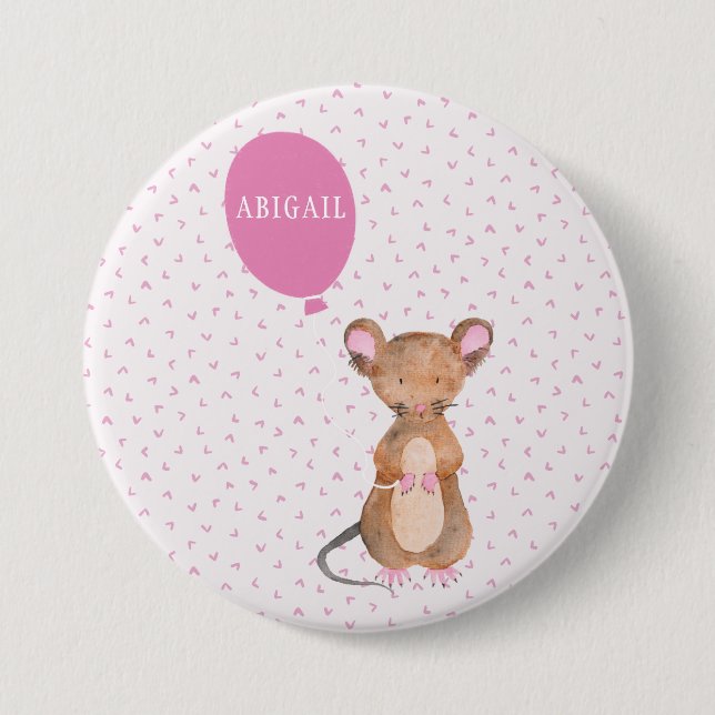 Niedliche Waldmäuse Personalisierte Kinder Button (Vorderseite)