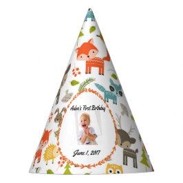 Niedliche Waldtier-personalisierter Foto-Party-Hut Partyhütchen