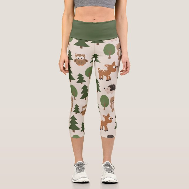 Niedliche Waldtierart Capri Leggings (Vorderseite)