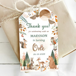 Niedliche Waldtiere 1. Geburtstag Party Geschenkanhänger
