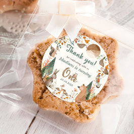 Niedliche Waldtiere 1. Geburtstag Party Runder Aufkleber