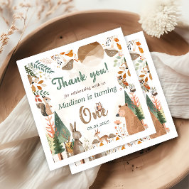 Niedliche Waldtiere 1. Geburtstag Party Serviette