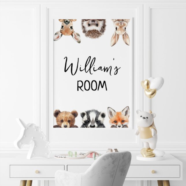 Niedliche Waldtiere Baby Kinderzimmer Room Poster (Cute Woodland Animals Baby Nursery Room Poster)