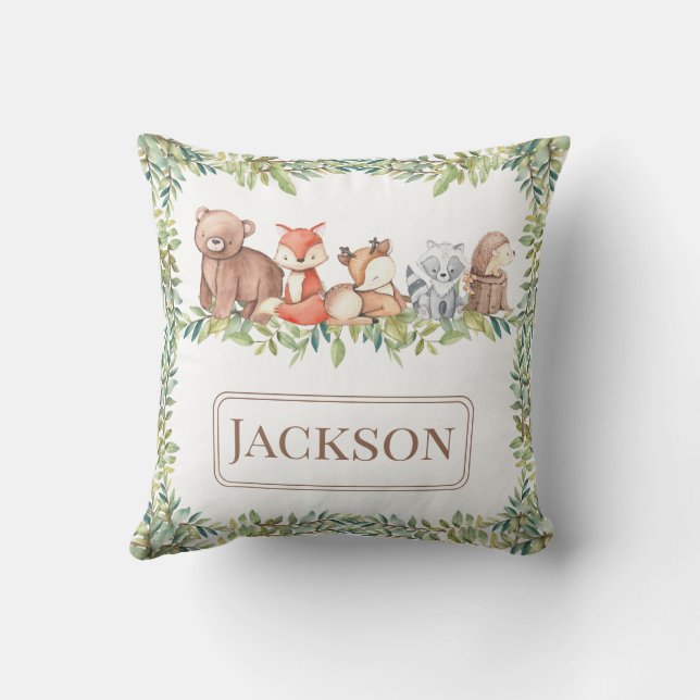 Niedliche Waldtiere Babygeschenk Kissen Kissen (Rückseite)