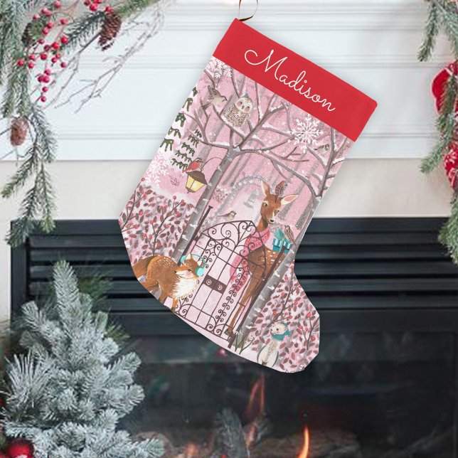 Niedliche Waldtiere Feiertage Weihnachten Kleiner Weihnachtsstrumpf (Cute Woodland Animals Holiday Christmas Small Christmas Stocking)