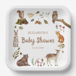 Niedliche Waldtiere Geschlechtsneutrale Babydusche Pappteller