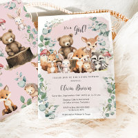 Niedliche Waldtiere Grünpflanzen Girl Baby Dusche