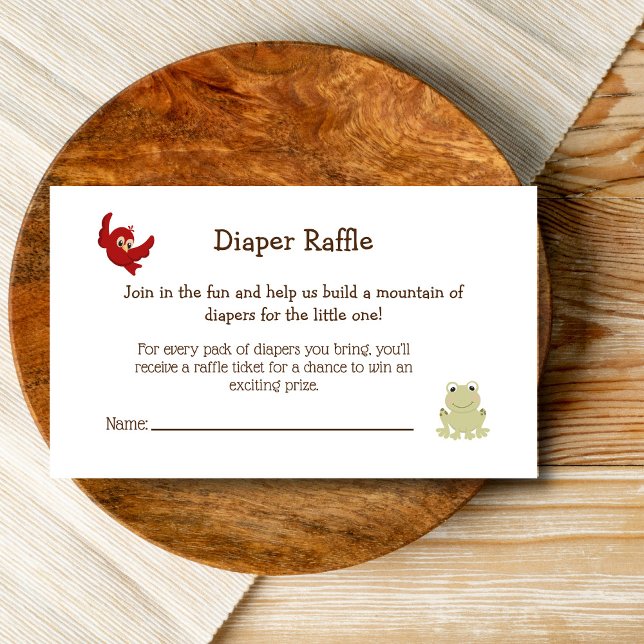 Niedliche Waldtiere Kinderdusche Windelwindelrutsc Begleitkarte (Woodland baby shower enclosure card diaper raffle)