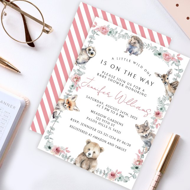 Niedliche Waldtiere Kindermädchen Dusche Einladung (Von Creator hochgeladen)