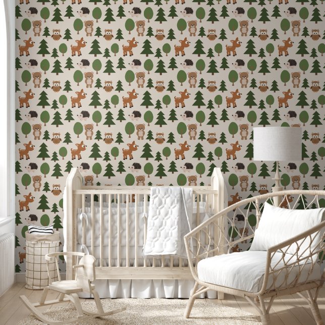 Niedliche Waldtiere Kinderzimmer Kinderzimmer Tapete (Kinder)