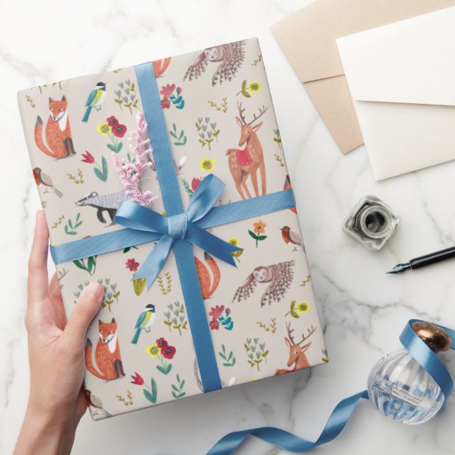 Niedliche Waldtiere neutrale Babydusche Geschenkpapier (Schenken)