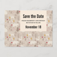 Niedliche Waldtiere Nordic Birthday Save the Date