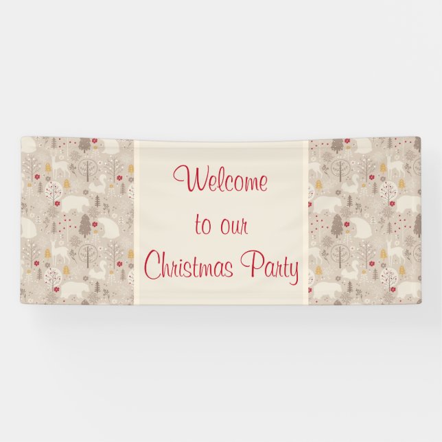 Niedliche Waldtiere Nordic Muster Weihnachten Banner (Horizontal)