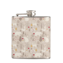 Niedliche Waldtiere Nordic Muster Weihnachten Flachmann