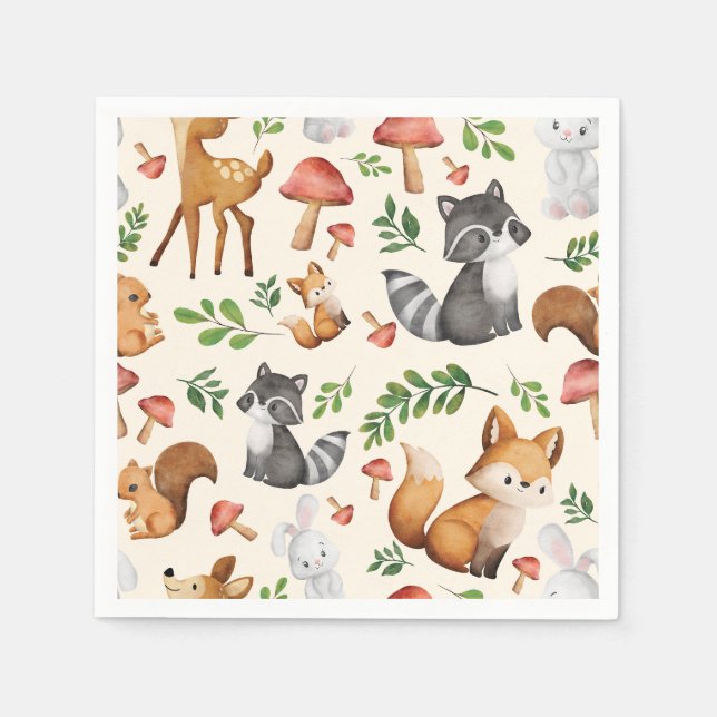 Niedliche Waldtiere Party-Servietten - Kinderdusch Serviette (Vorderseite)