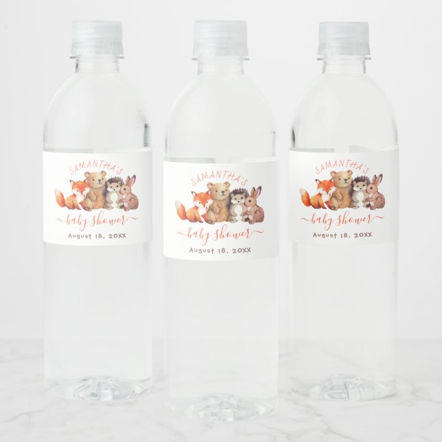 Niedliche Waldtiere Rote Handschrift Kinderdusche (Flaschen)