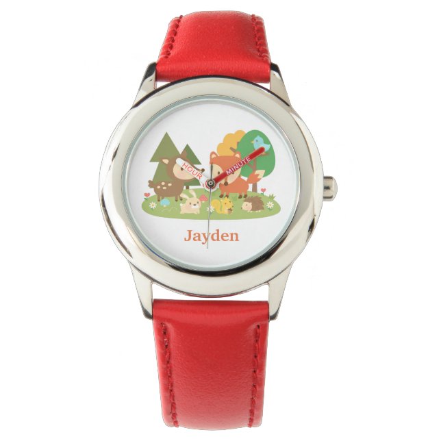 Niedliche Waldtiere Tiere Personalisiert Armbanduhr (Vorderseite)