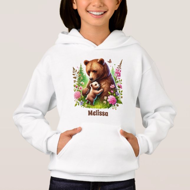 Niedliche Waldtiere tragen ihre Namen auf Hoodie (Vorderseite)
