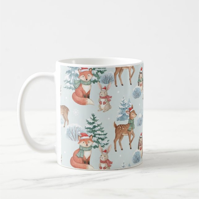 Niedliche Waldtiere Weihnachts-Pattern-Tasse Kaffeetasse (Links)
