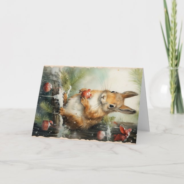 Niedliche Waldtiere Weihnachtsgrüße Karte (Vorderseite)