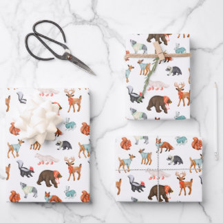 Niedliche Waldtiere Winterweberkrüge Hass Geschenkpapier Set