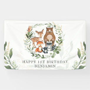 Niedliche Waldtiere zum Geburtstag Banner