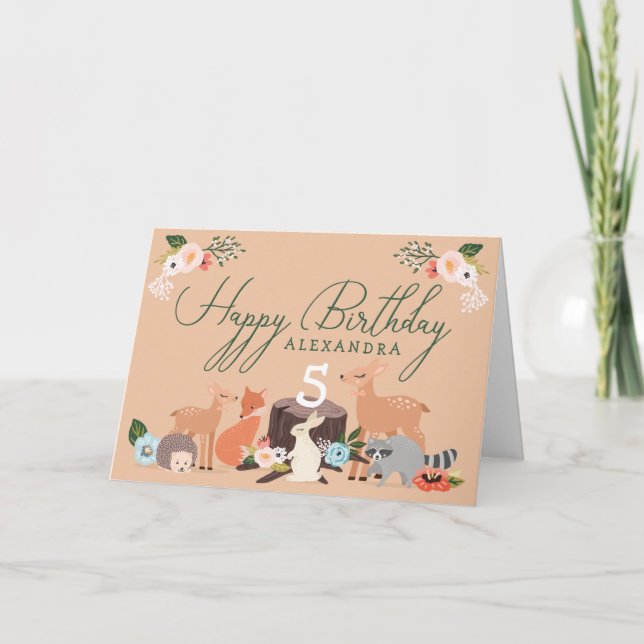Niedliche Waldtiere zum Geburtstag Karte (Vorderseite)