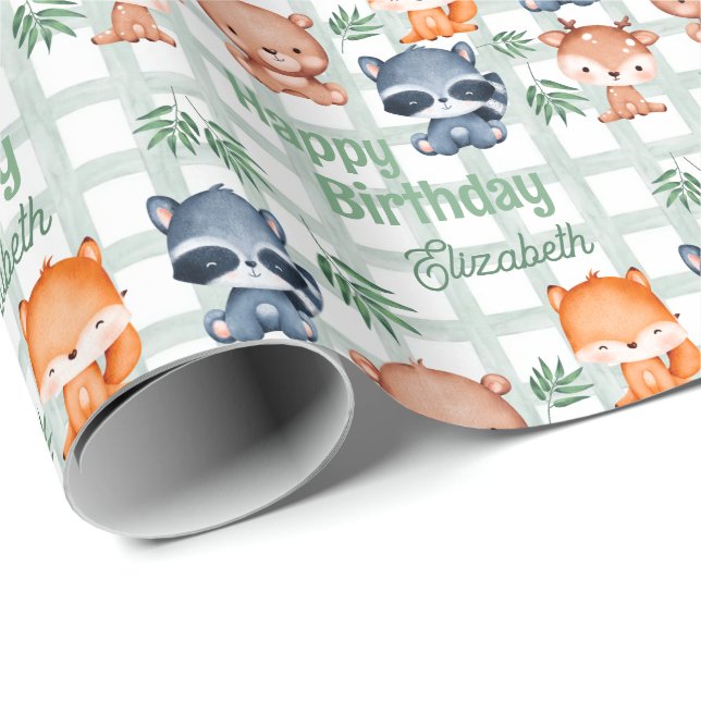 Niedliche Waldtierminze Schachtelhaltiger Kinderge Geschenkpapier (Rolleneckpunkt)