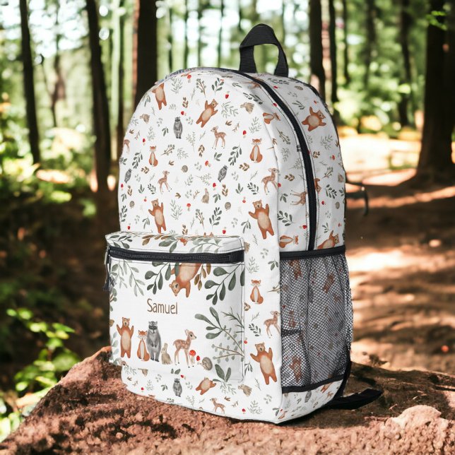 Niedliche Waldtiermuster Bedruckter Rucksack (Cute greenery forest animals woodland pattern printed backpack)
