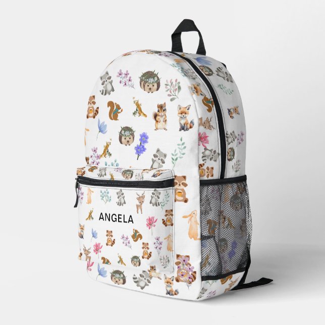 Niedliche Waldtiermuster Bedruckter Rucksack (Rückseitige Ecke Rechts)