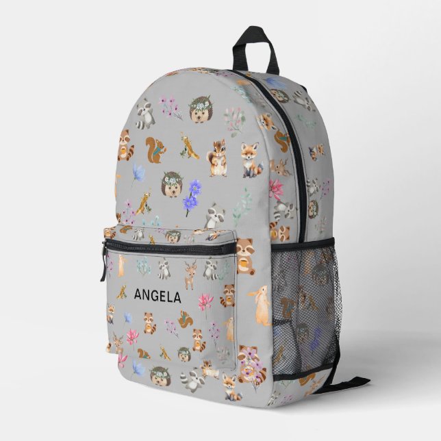 Niedliche Waldtiermuster Bedruckter Rucksack (Rückseitige Ecke Rechts)