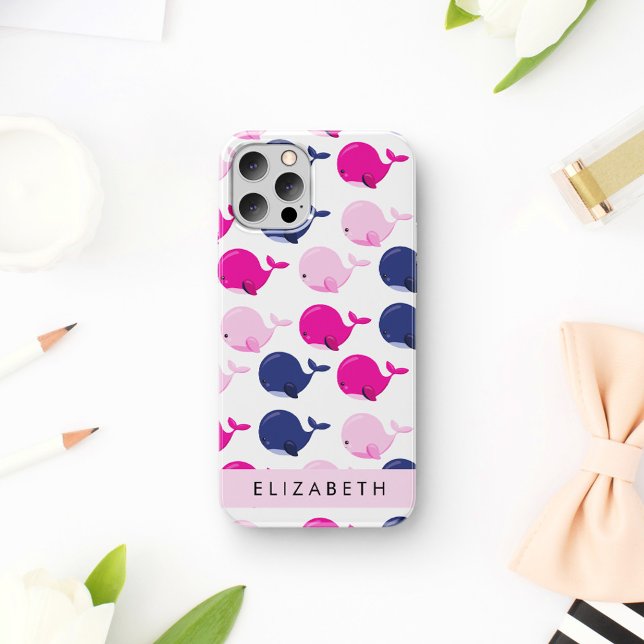 Niedliche Wale, Walmuster, Ihr Name iPhone 16 Hülle (Von Creator hochgeladen)