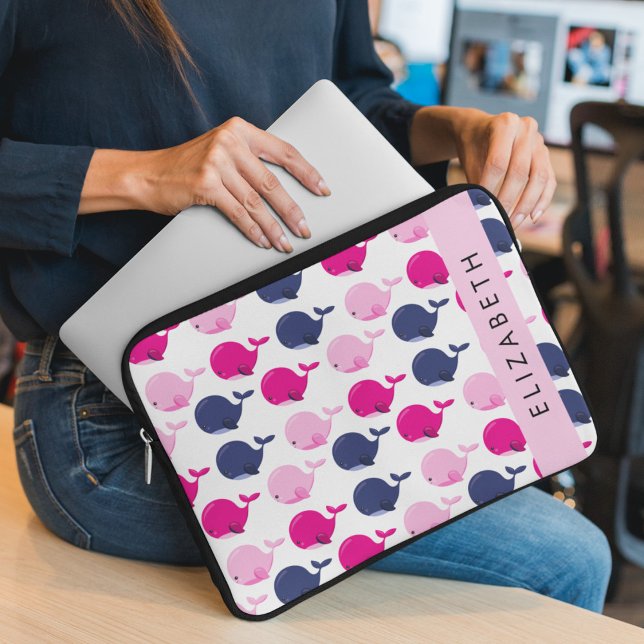 Niedliche Wale, Walmuster, Ihr Name Laptopschutzhülle (Von Creator hochgeladen)