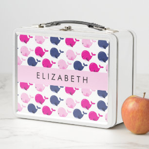 Niedliche Wale, Walmuster, Ihr Name Metall Brotdose