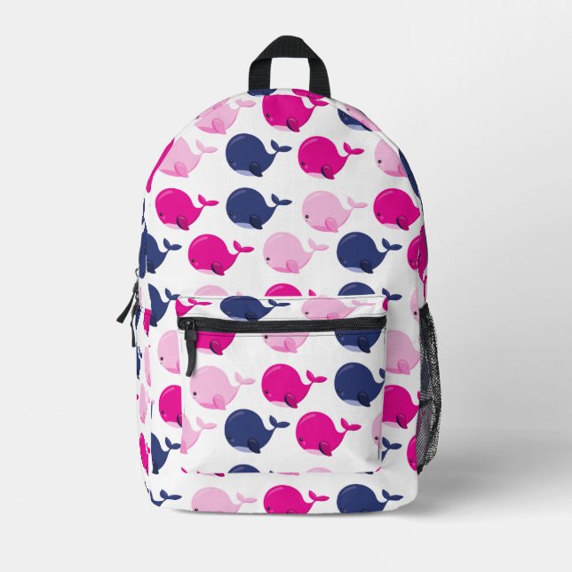 Niedliche Wale, Walmuster, Meerestiere Bedruckter Rucksack (Vorderseite)