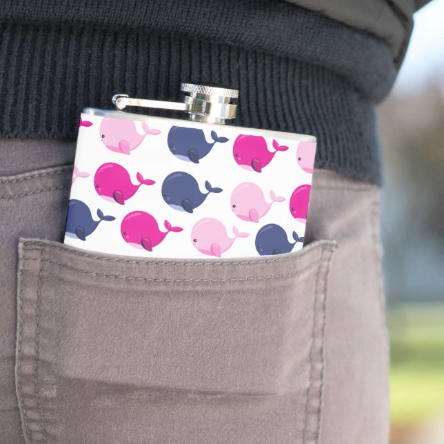 Niedliche Wale, Walmuster, Meerestiere Flachmann (Beispiel)